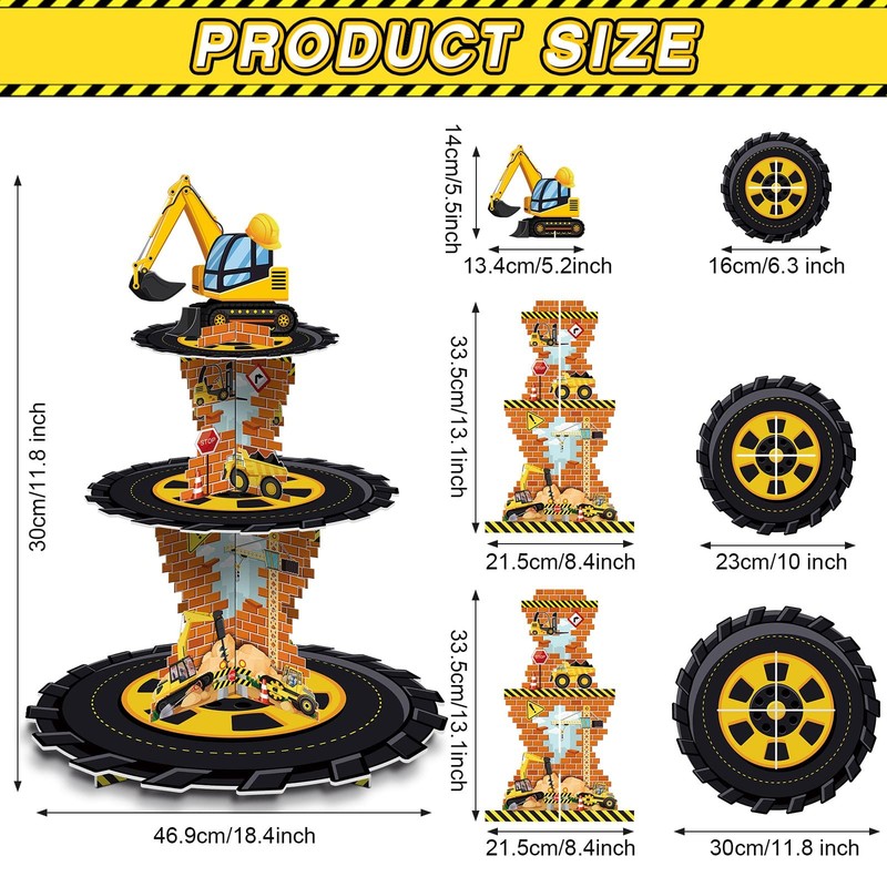 Construction Birthday Decorations 3 Tier Construction Theme Cupcake Stand Car... gallery