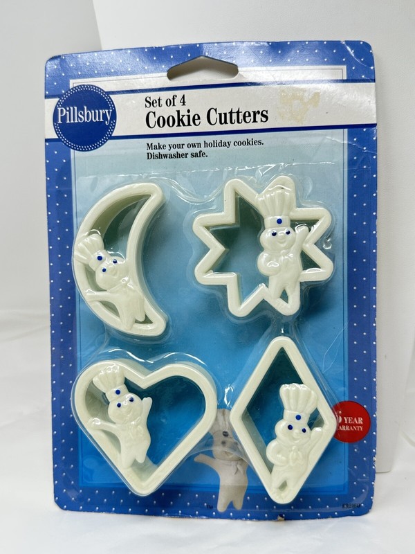 Vintage 1994 Pillsbury Dough Boy Moon Star Heart Diamond Cookie Cutters