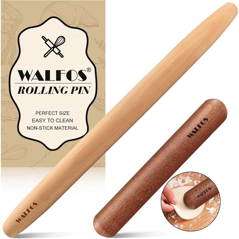 Natural Wood Rolling Pin Set Non-Stick Kitchen Baking Tools Dough Roller New