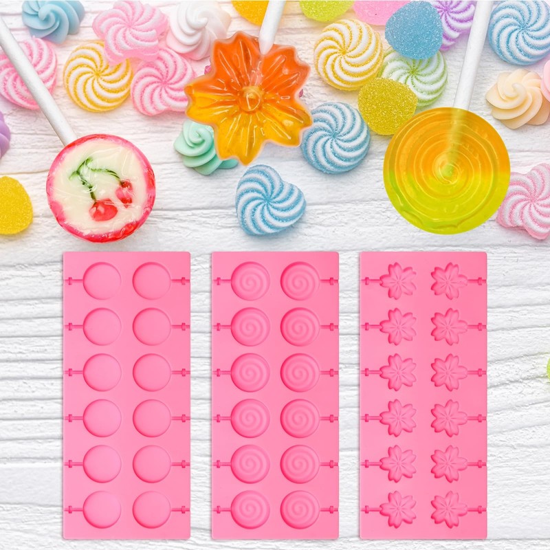 Silicone Lollipop Molds Kit 304 PCS Pink Candy Molds with 100 Sticks Bags gallery