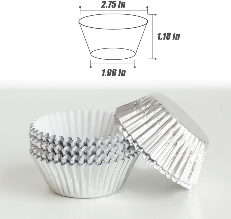 Cupcake Liners Silver, Standard Size Silver Foil Cupcake Liners Wrappers Metalli gallery