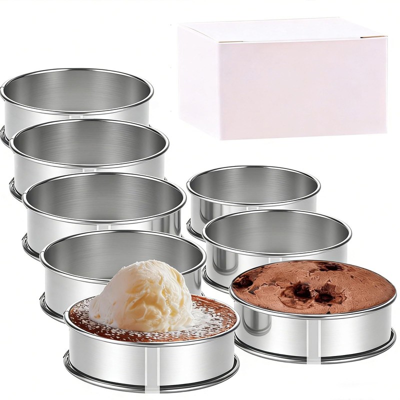8 Pieces English Muffin Rings Crumpet Rings 3.15 Inch Stainless Steel Double Rol