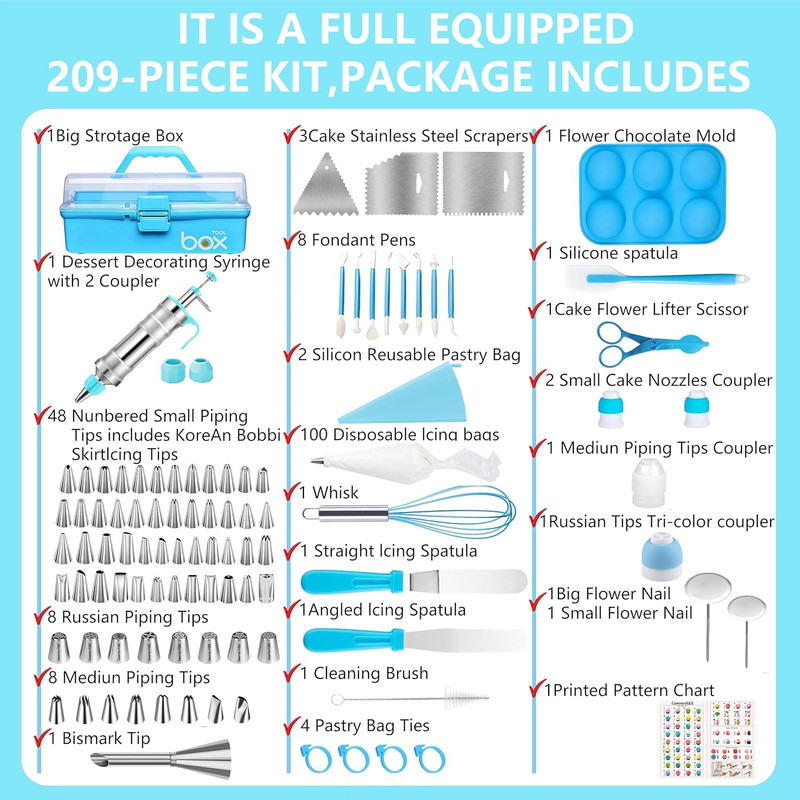 209 PCS Cake Decorating Kit with Dessert Decorating Syringe Set,Baking Supplies- gallery