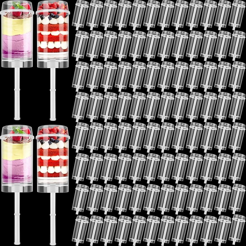 200 Pcs Cake Push Pop Containers W/ Lids Reusable Cake Push Pops Muti-purpose