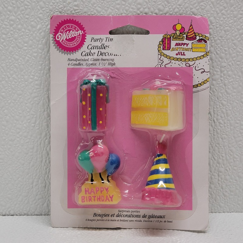 Vintage 1998 Wilton Happy Birthday Party Time Candles & Cake Decorations gallery