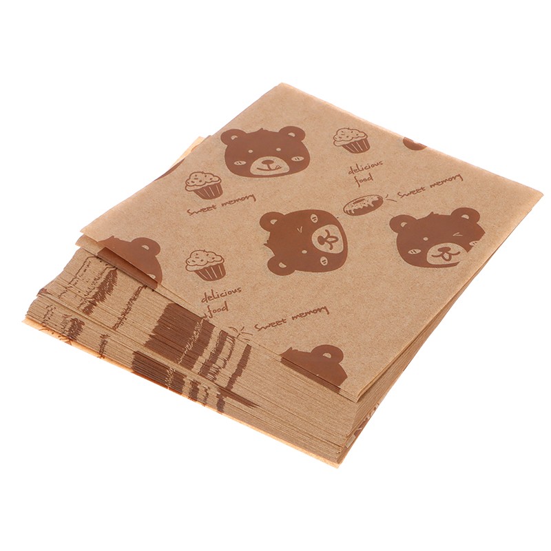100PC Sandwich Packaging Paper Food Grade Without BisphenolA Oil Resistant Paper