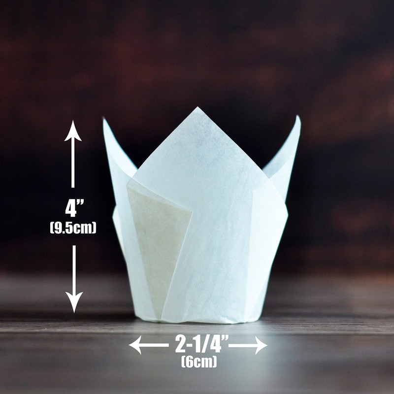 500 Pcs Large White Tulip Baking Cups 2.25" Base x 4" Greaseproof Muffin Liners gallery