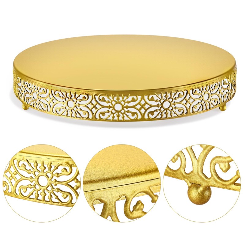 Wenqik 14 Inch Gold Cake Stand Metal Round Cake Stands Set Dessert Display Cupca gallery
