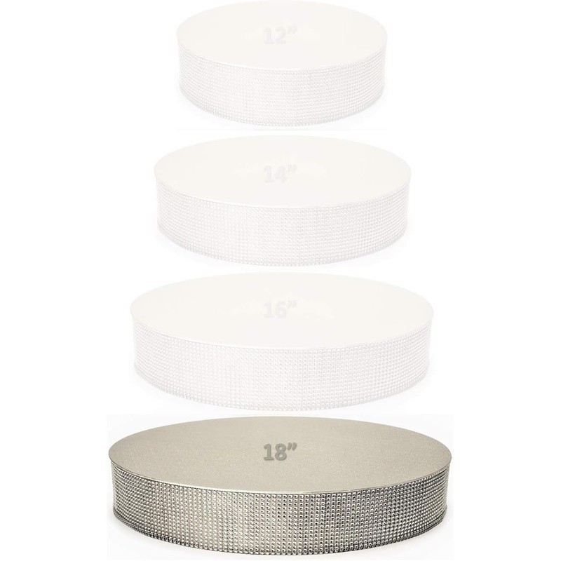 Round Silver Cake Stand Weddings Parties Tiered Displays Heavy Duty Plastic New gallery