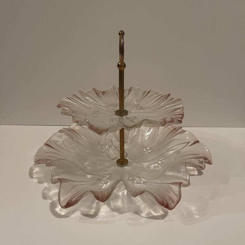 Mikasa 2-tier Pink Tulip Appetizer stand 11.5” Tall gallery