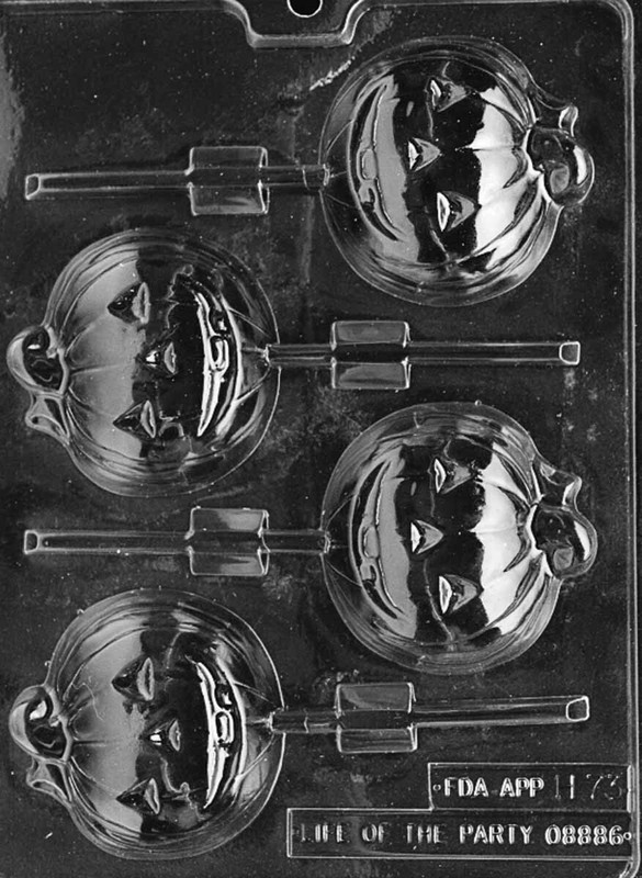 H073 Large Pumpkin Lollipop Halloween Chocolate Candy Mold w/Instructions