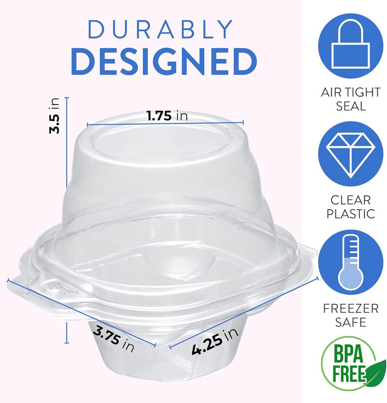 Individual Cupcake Containers (200 Pack) | Clear Plastic Disposable Cupcake Boxe gallery