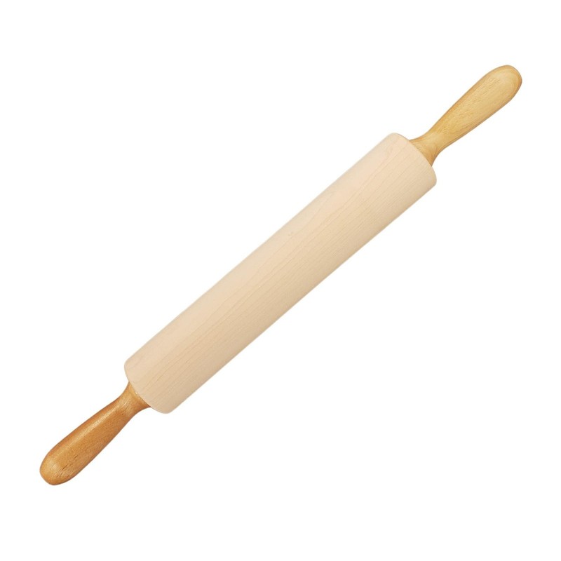 Maple Rolling Pin with Handles - 2.4-in x 12-in Barrel, 21-in Total Length-Na...