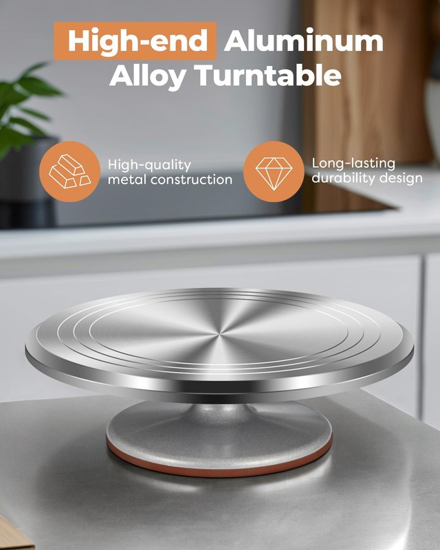 Kootek Aluminium Alloy Revolving Cake Stand 12 Inch Rotating Cake Turntable f... gallery