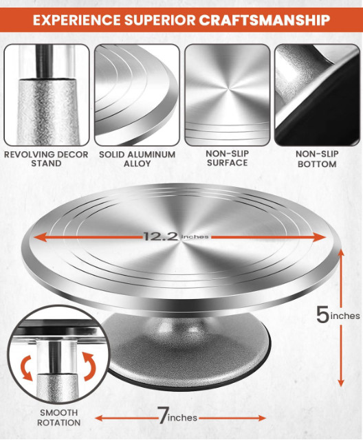 Kit de 250 herramientas de aluminio para decoración de pasteles con plato girato gallery