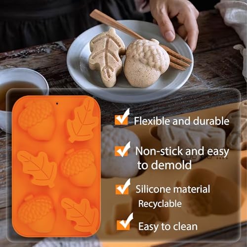 3 Pack Acorn Leaf Silicone Chocolate Molds, 3D Thanksgiving Fall Theme Candy gallery