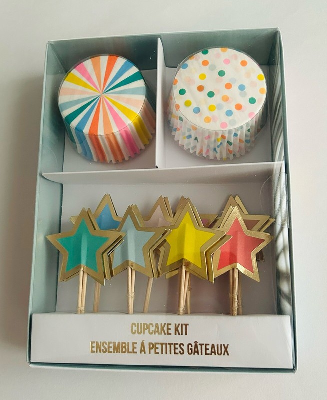 New Cupcake 24 Cupcake Liners 24 Picks Meri Meri Colorwheel Dots Stars on Picks