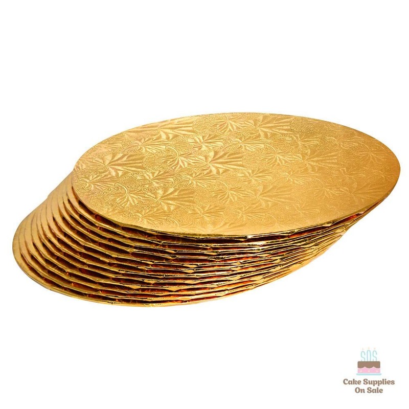 Gold Round Thin Drum 10" 1/4" 25 count Cake Boards Display Base Wedding Party gallery