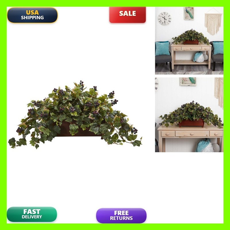 Nearly Natural Grape Leaf Artificial Plant In Decorative Planter 8220