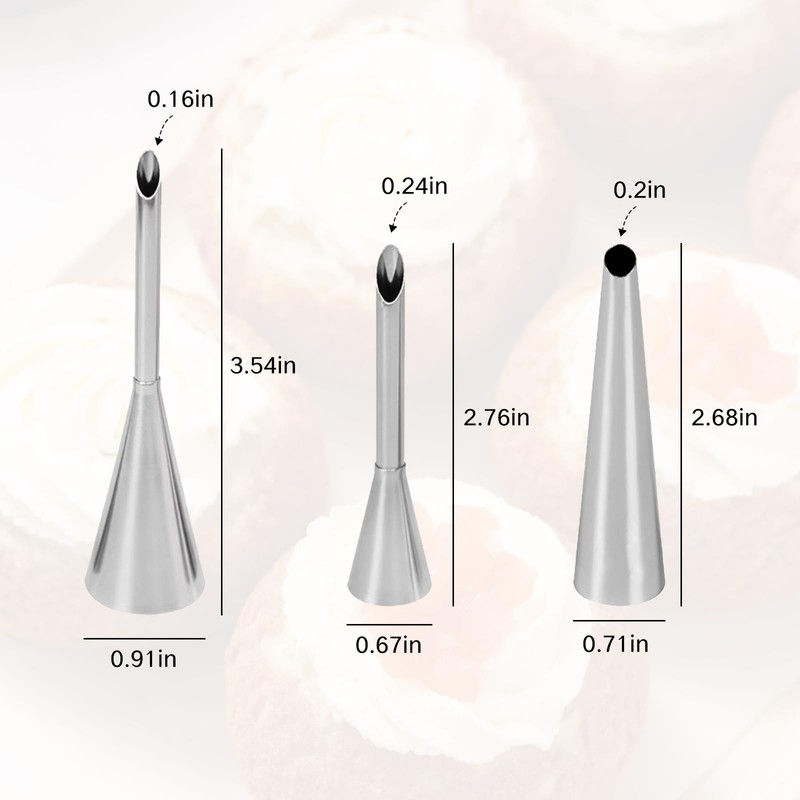 BRBASAP 3Pcs Cake Filling Tip Set Extra Large Bismark 3.54*0.91inch, Black gallery