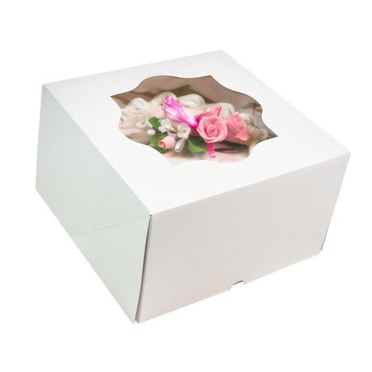 8×8″ White Cake Boxes with Windows- 15 Boxes