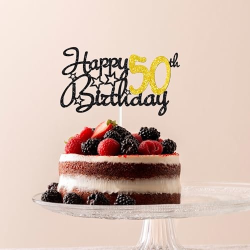 1 Pack Happy Birthday Cake Topper Gold Glitter Number 50 Cheers to 50 50th gallery