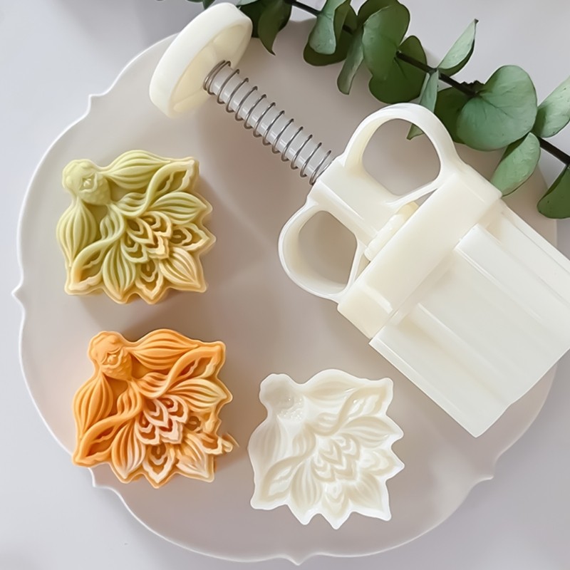 Cookie Stamp Fish Flower Moon Cakes Molds Hand-Pressure Moon Cakes Maker gallery