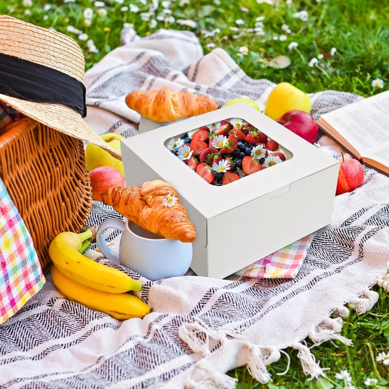 10x10x5 Inch Cake Box Bakery Pastry Container With Window 32 PCS Pack White gallery