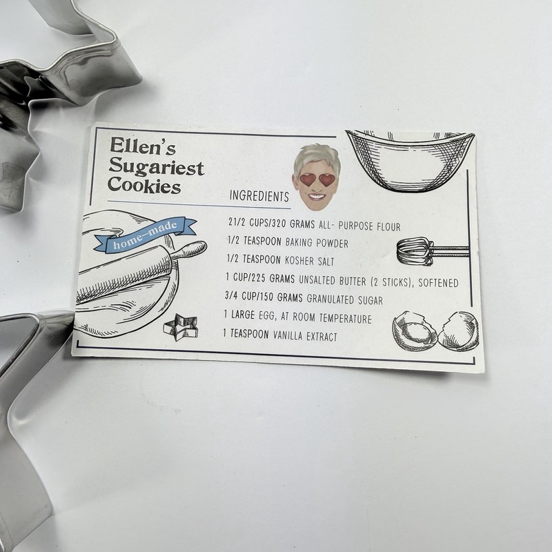 Ellen Degeneres Blue 4 Piece Holiday Christmas Cookie Cutter Set Recipe Bag gallery