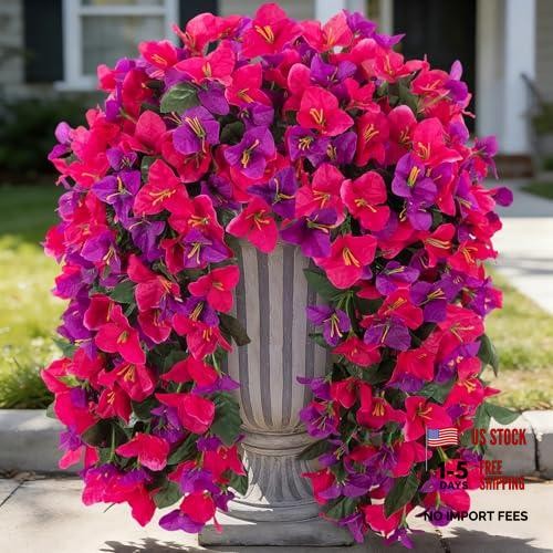 Fake Bougainvillea Artificial Flowers for Outdoors Hot Pink and Light Purple