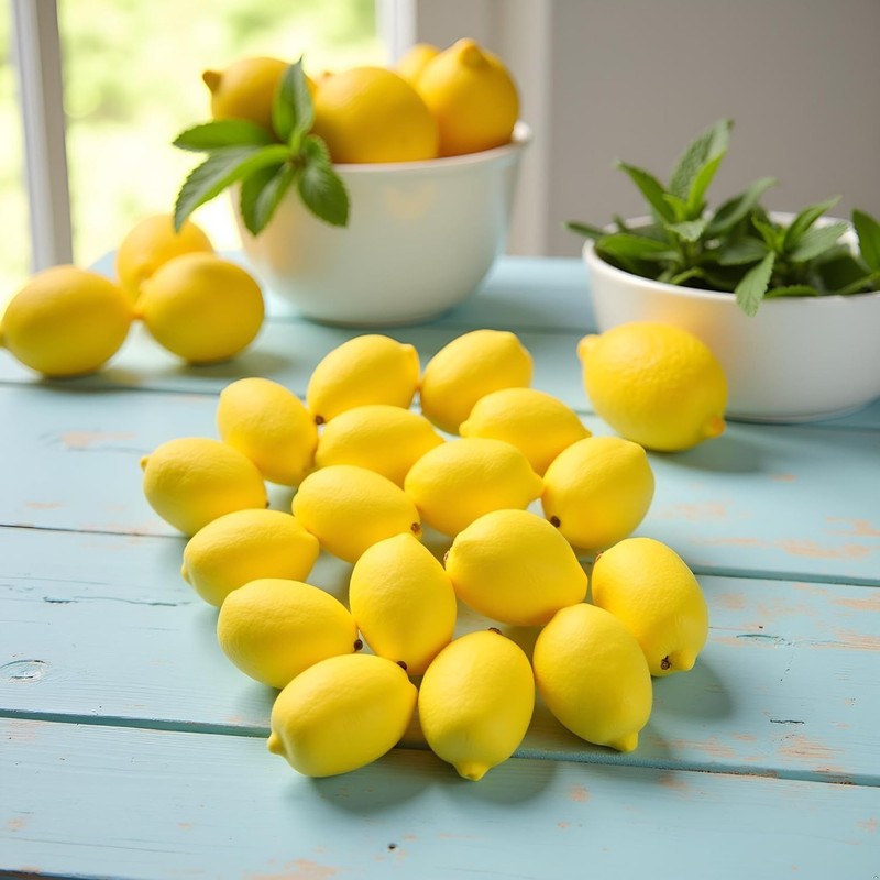 20Pcs Yellow (Lemon) Mini Fake Lemon Fruit, Plastic Fo Vetables Fruit