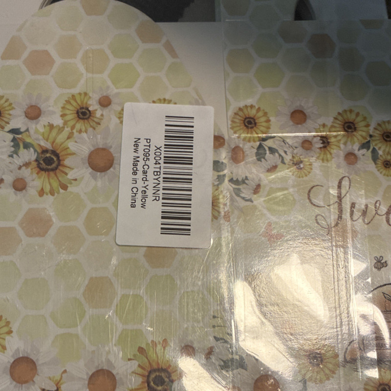 Bee Floral Honeycomb Card Cupcake Holder Yellow Sunflower Design Rectangle PT095