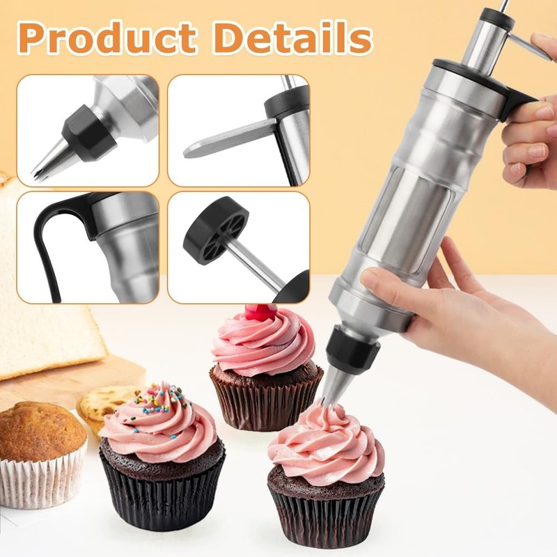 Dessert Decorating Syringe Set, Frosting Piping Kit with 6 Piping Tips, 9 cup... gallery