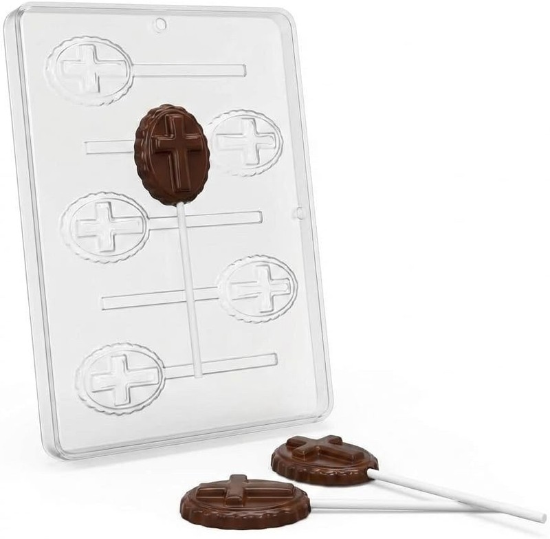 Cross on Oval Lollipop Chocolate Candy Mold 405 NEW gallery