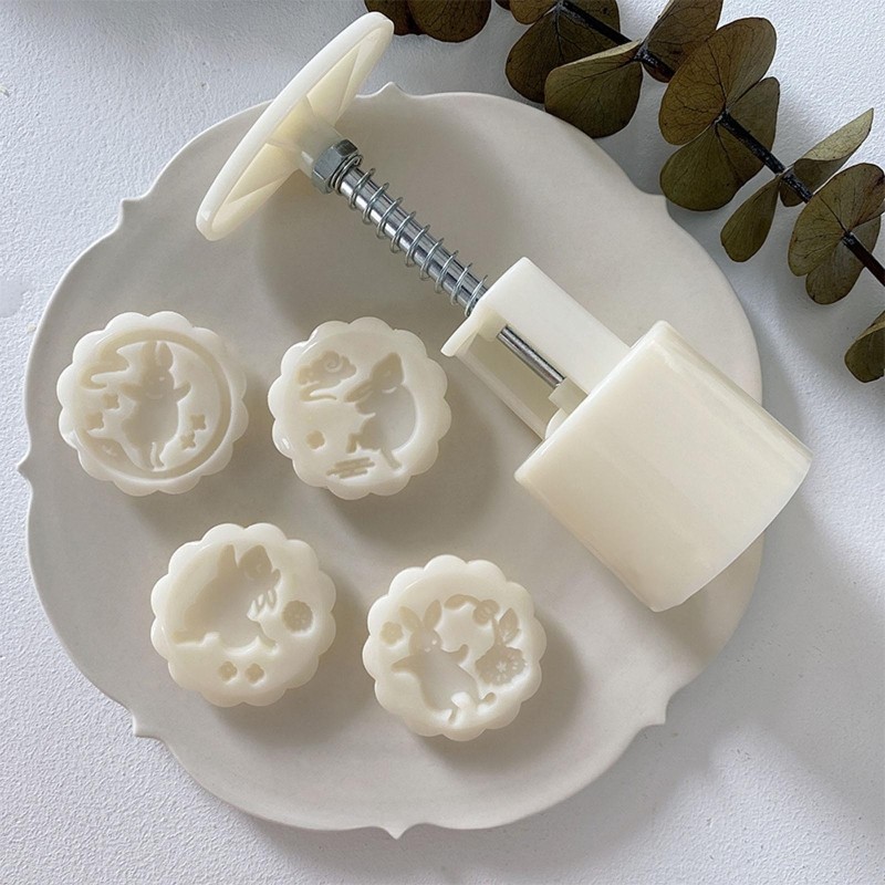 Plastic Material Mooncake Molds Stamp Moon Cake Mould Cartoon Bunny Shaped Molds gallery