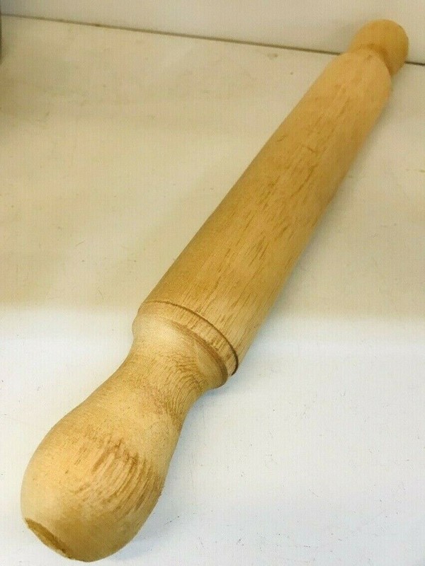 Large 42cm Wooden Rolling Pin Chapatti Roti Roller Maker Pan Cake With 2 Handles