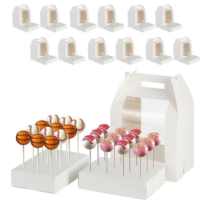 Cake Pop Boxes Portable Candy Carriers 18 Holes Clear Window 12 PCS