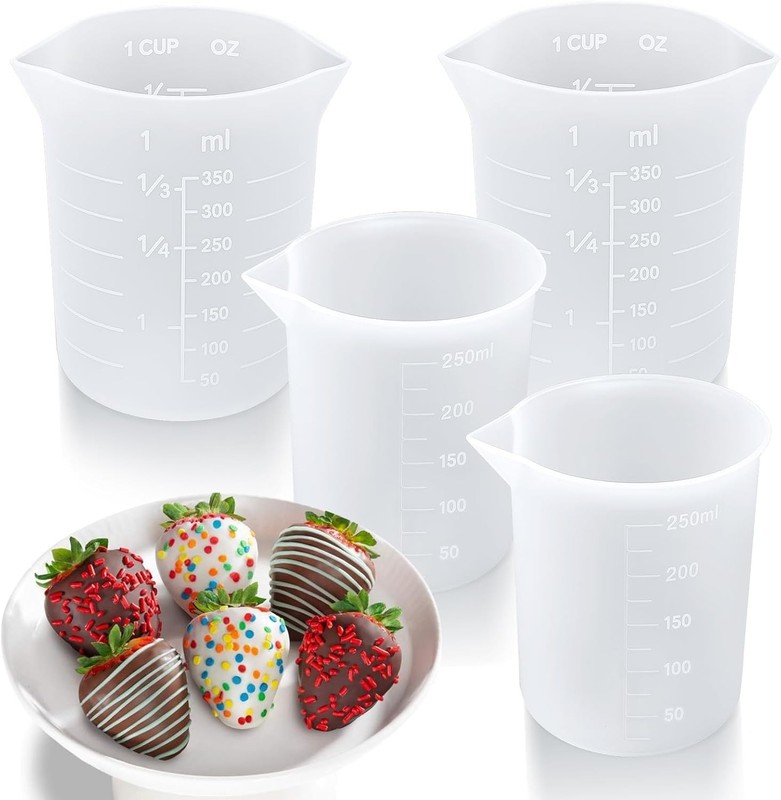 Silicone Cups for Melting Chocolate, 4PCS Silicone Measuring 250ml*2+350ml*2