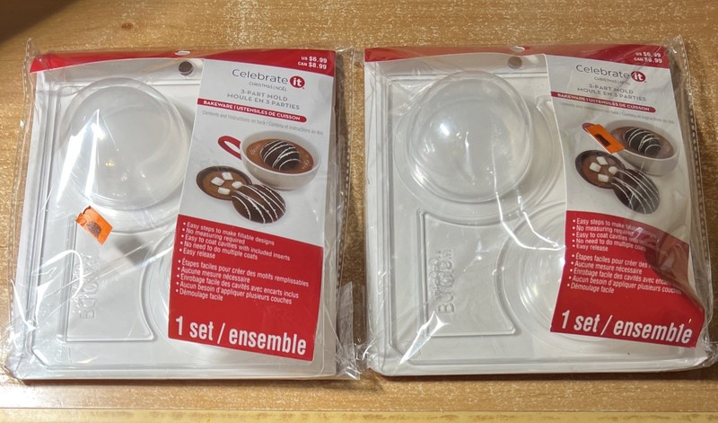Celebrate It ORNAMENT Christmas 3 part MOLD makes 2 chocolate Shapes
