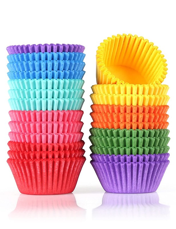 Colored Mini Paper Cupcake Liners Vibrant Muffin Baking Cups 400-Count gallery