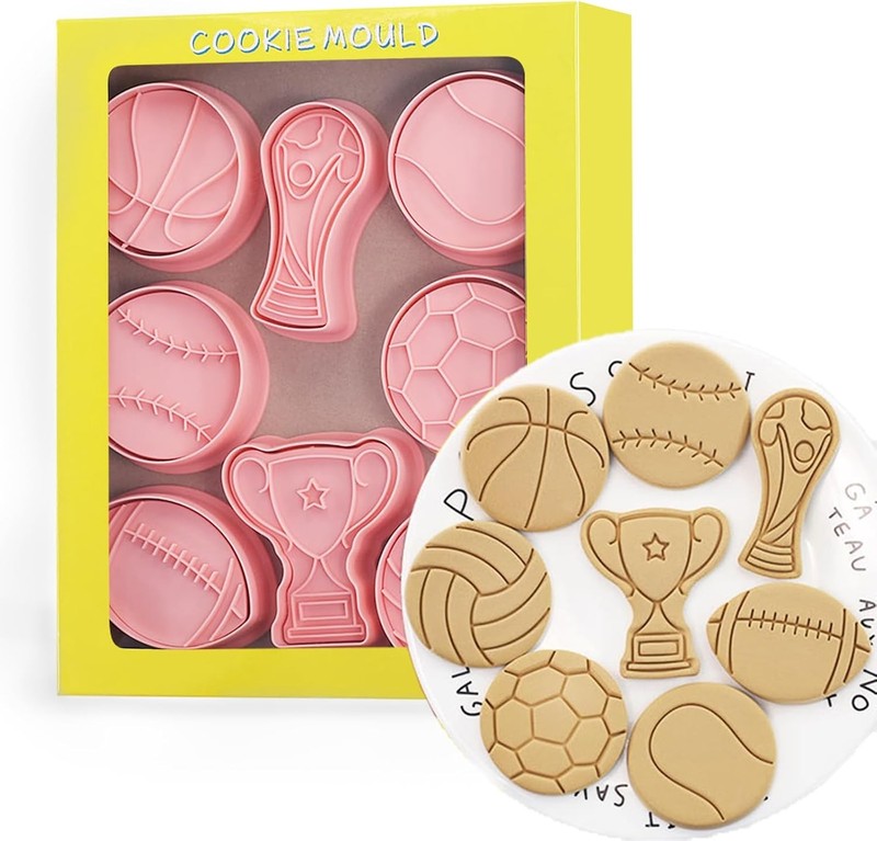 Ball Shape Cookie Cutters Set 8-PCS 3D Football Basketball Baseball Volleyball