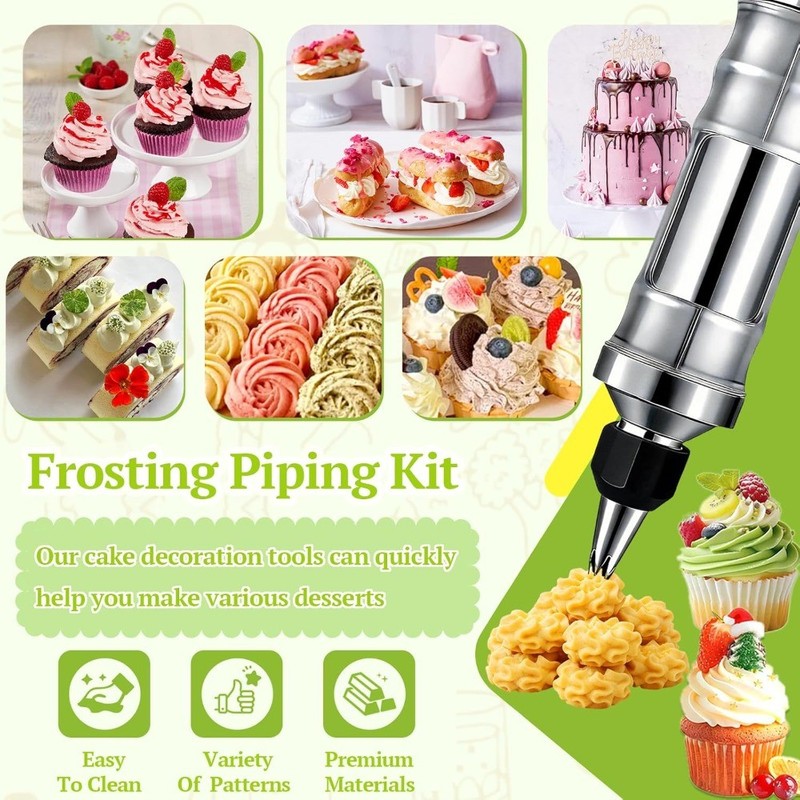 Dessert Decorating Syringe Set with 6 Icing Tips, Stainless Steel Kit gallery
