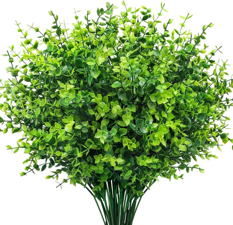 12 Bundles Greenery Artificial Plants Outdoors, Eucalyptus Stems UV