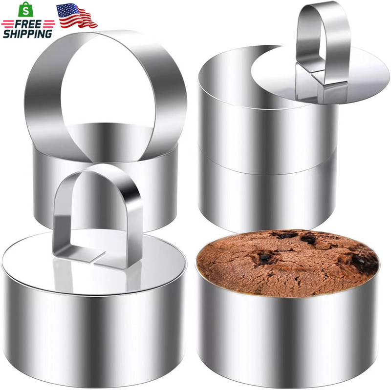 DATANYA Cake Ring Molds 4 Inch Stainless Steel round Food Ring Dessert Mousse Mo gallery