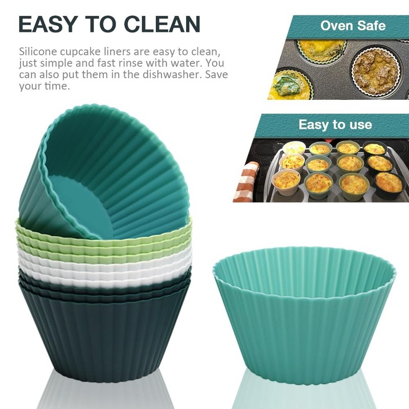Extra Large Silicone Cupcake Muffin Cups 12 Pcs, 3.54 Inch Muffin Liners, Reu... gallery