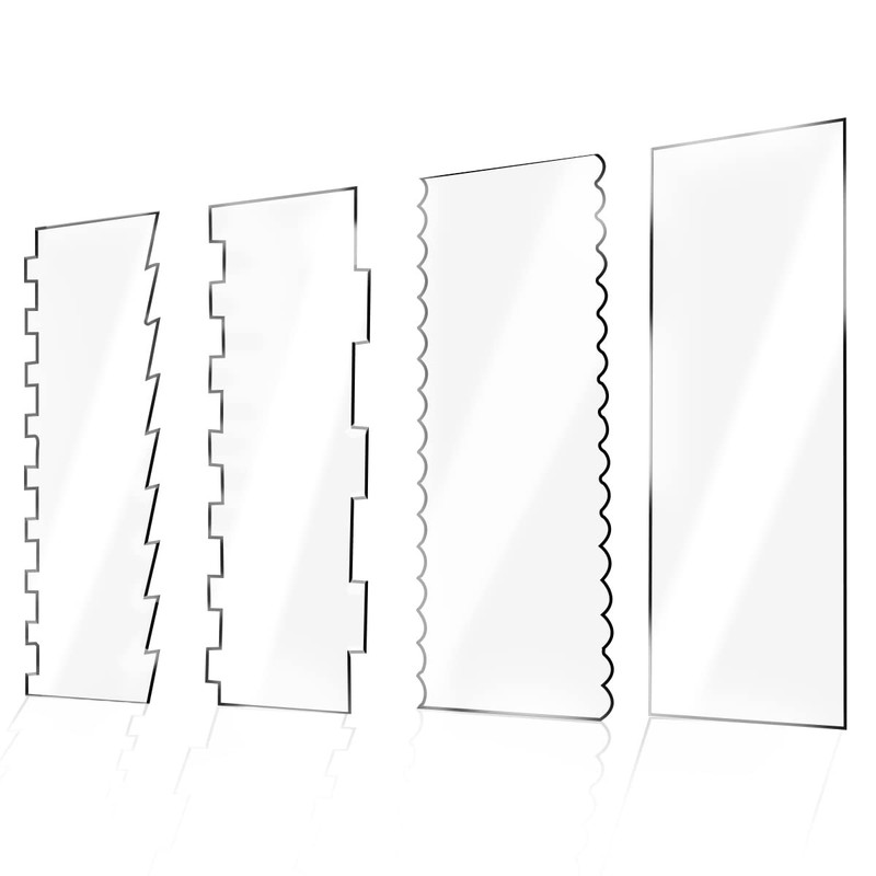 4 Pieces Large Clear Acrylic Cake Scraper Set Cakes Smoother Scraper Cake Str…