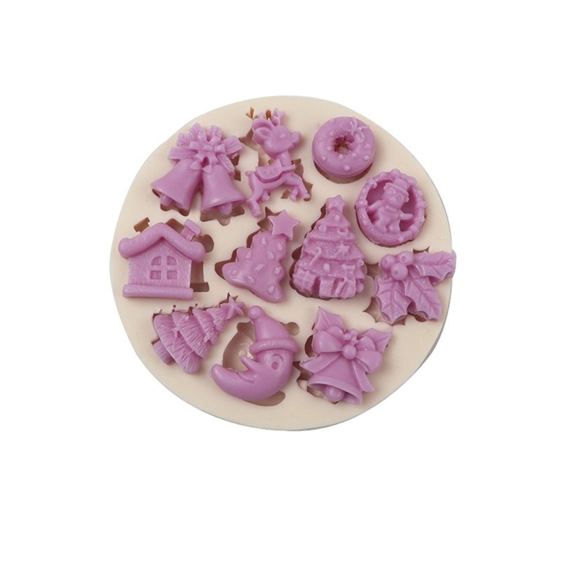 Chocolate Fondant Cake Silicone Mold Candy Deer Bell Snowman Moulds DIY Baking gallery