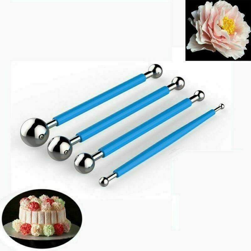 4 Pcs Fondant Tools Set Metal Ball Cake Flower Decor Sugar Modelling craft gallery
