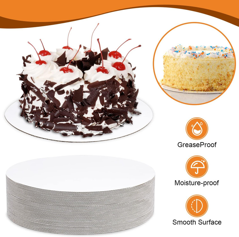 25-Packs Cake Boards 10 Inch Round, White Cake Board Rounds, White Cake Circles gallery