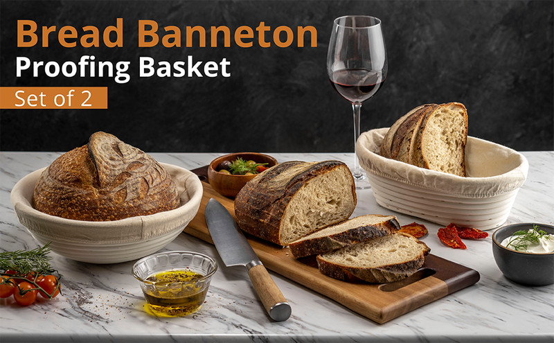 Bread Proofing Basket, Round 9-Inch Banneton Sourdough Starter Kit gallery
